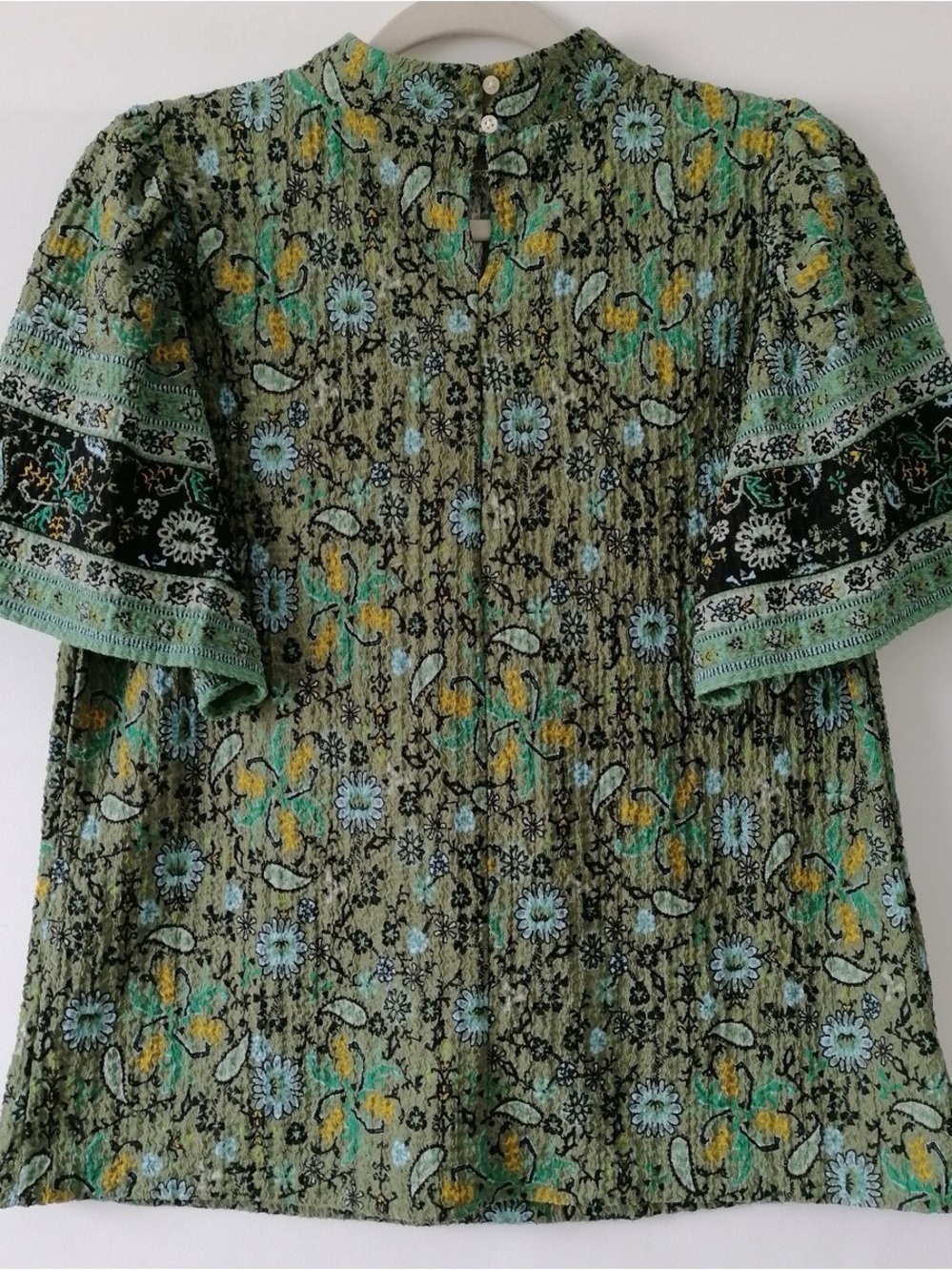 LOFT Green Floral Short Sleeve Blouse - Picture 2 of 3